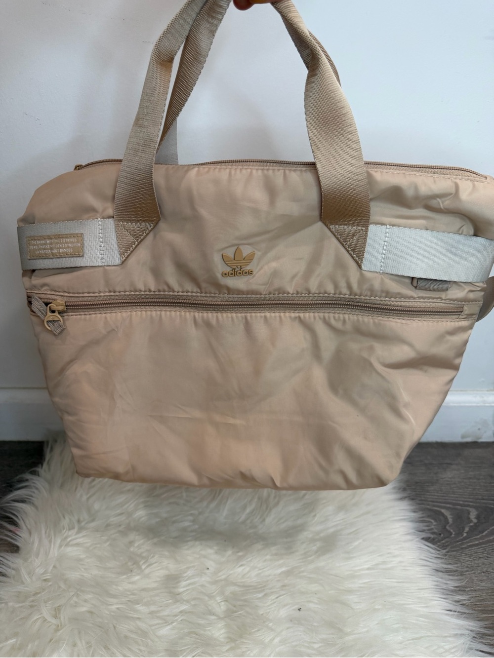 adidas Beige Nylon Tote with Top Handles